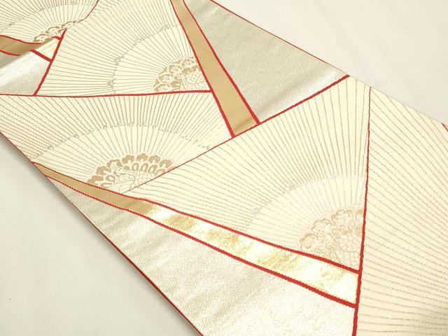 平和屋本店▼六通柄袋帯　扇面花文　本金三重箔　正絹　逸品　DABJ6282sf