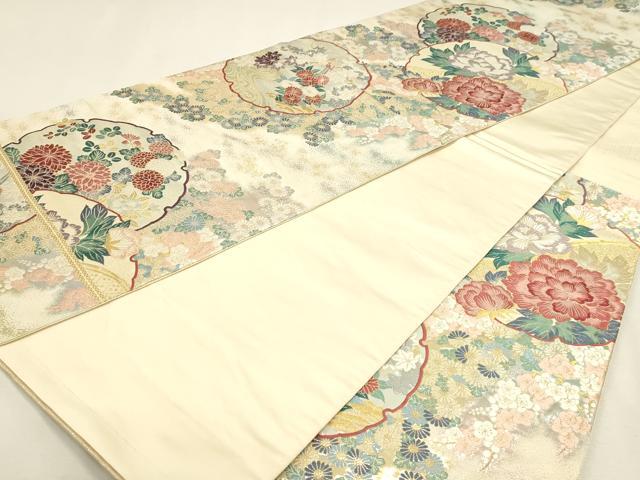 平和屋本店▼「美しいキモノ」お馴染みのメーカー　となみ織物　六通柄袋帯　唐織　雪輪草花文　純金箔　正絹　逸品　DABJ6273sf