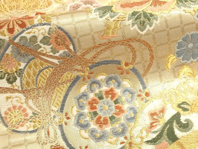 平和屋本店▼六通柄袋帯　唐織　麗飾楽器紋　本金箔　正絹　逸品　DABJ6269sf