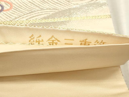 平和屋本店▼六通柄袋帯　唐織　源氏絵巻文　純金三重箔　正絹　逸品　DABJ6293sf