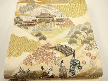 平和屋本店▼六通柄袋帯　平安蒔絵　本金箔　正絹　逸品　DABJ6268sf