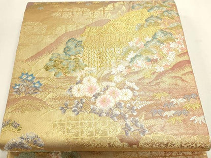 平和屋本店▼六通柄袋帯　京百景　清水寺　本金箔　正絹　逸品　DABJ6318sf