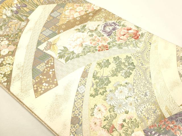 平和屋本店▼六通柄袋帯　加賀琳派　紹巴　本金箔　正絹　逸品　DABJ6316sf