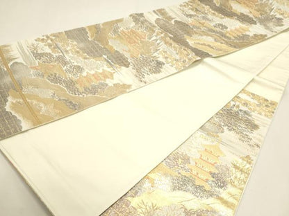 平和屋本店▼六通柄袋帯　風景文　純金二重引箔織　正絹　逸品　DABJ6313sf