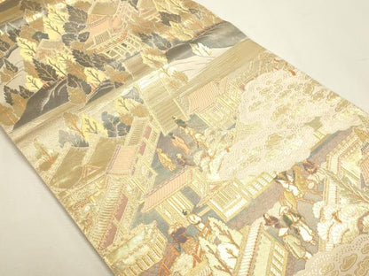 平和屋本店▼六通柄袋帯　愛宕山図　純金二重箔　正絹　逸品　DABJ6312sf