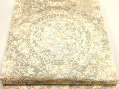 平和屋本店▼六通柄　本袋帯　狩猟文　純金箔24Ｋ　正絹　逸品　DABJ6306sf