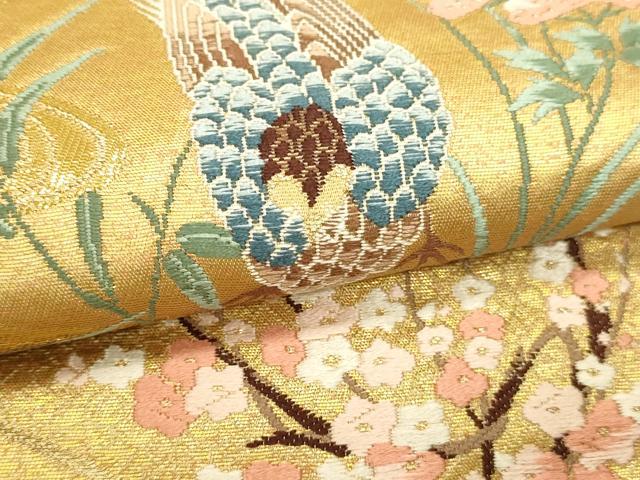 平和屋本店▼六通柄袋帯　唐織　招宴琳派文様　本金箔二重箔　正絹　逸品　DABJ6310sf