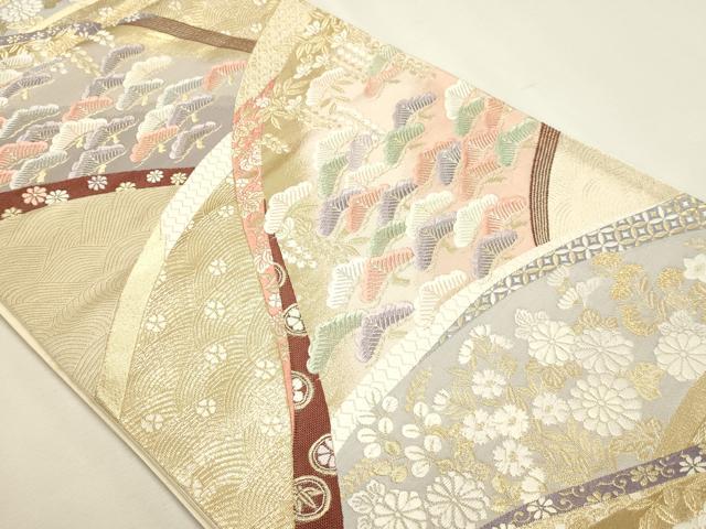平和屋本店▼六通柄袋帯　唐織　九百錦　花松文　純金箔　正絹　逸品　DABJ6314sf