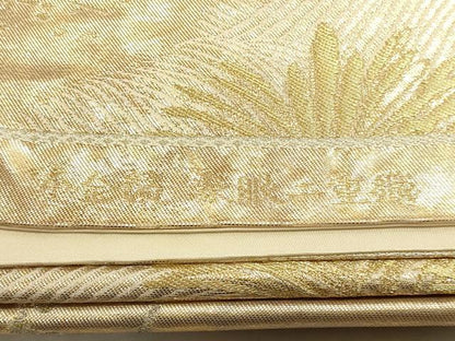 平和屋本店▼六通柄袋帯　松葉文　象眼二重織　彫金　本金箔　正絹　逸品　DABJ6298sf