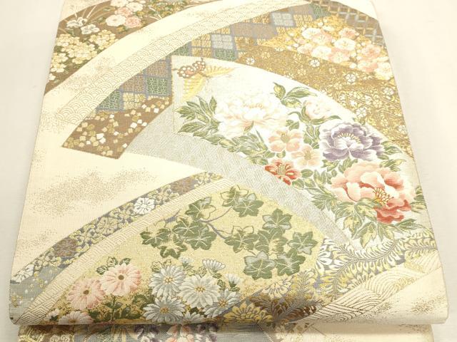平和屋本店▼六通柄袋帯　加賀琳派　紹巴　本金箔　正絹　逸品　DABJ6316sf