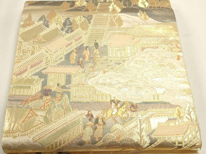 平和屋本店▼六通柄袋帯　愛宕山図　純金二重箔　正絹　逸品　DABJ6312sf