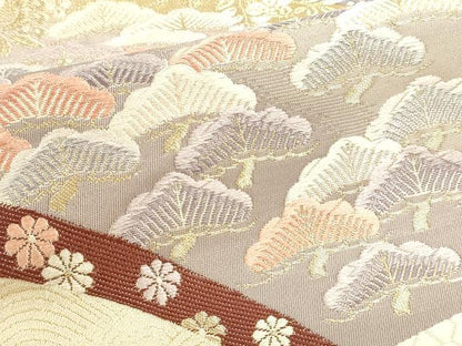 平和屋本店▼六通柄袋帯　唐織　九百錦　花松文　純金箔　正絹　逸品　DABJ6314sf