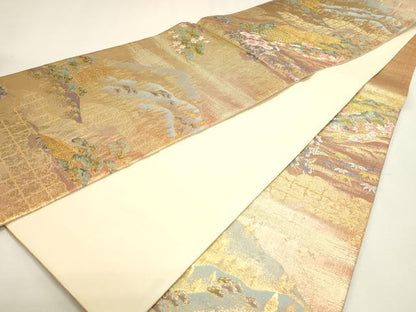 平和屋本店▼六通柄袋帯　京百景　清水寺　本金箔　正絹　逸品　DABJ6318sf