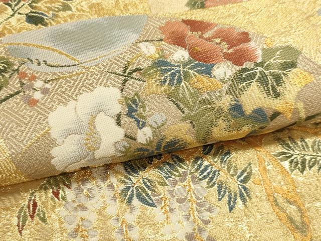 平和屋本店▼六通柄袋帯　唐織　琳派絢爛豊麗紋　本金箔　正絹　逸品　DABJ6347sf