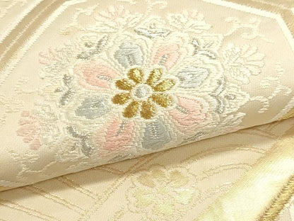 平和屋本店▼六通柄袋帯　唐織　正倉院花文　本金箔24Ｋ　正絹　逸品　DABJ6339sf