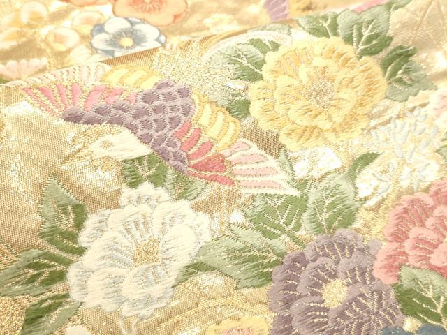 平和屋本店▼六通柄袋帯　唐織　光悦花鳥文　九百本金弐重織　正絹　逸品　DABJ6324sf
