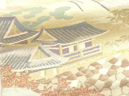 平和屋本店▼六通柄袋帯　都百景文　本金箔　正絹　逸品　DABJ6340sf