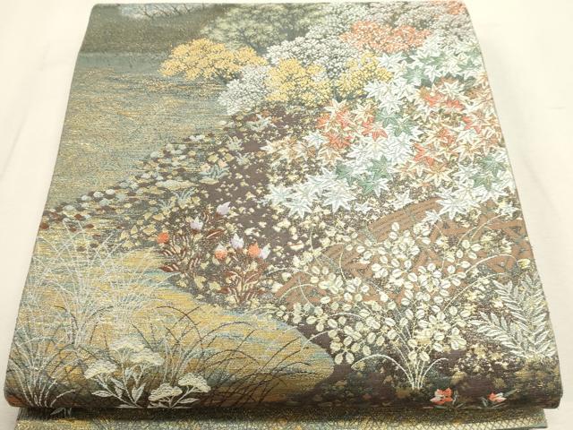 平和屋本店▼六通柄袋帯　九百錦　京八景　本金箔　正絹　逸品　DABJ6349sf