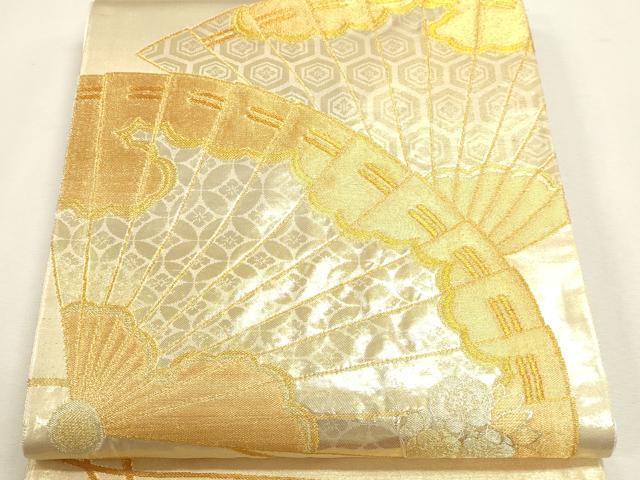 平和屋本店▼六通柄袋帯　扇面花文　本金箔　正絹　逸品　DABJ6351sf