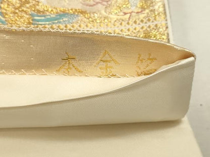 平和屋本店▼六通柄袋帯　九百錦　京山百景　本金箔　正絹　逸品　DABJ6323sf
