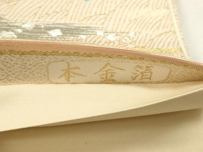 平和屋本店▼六通柄袋帯　輝彩錦　地紙文　本金箔　鈴乃屋扱い　正絹　逸品　DABJ6343sf