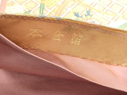 平和屋本店▼六通柄袋帯　扇面飛鶴花文　本金箔　正絹　逸品　DABJ6329sf