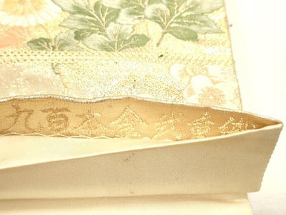 平和屋本店▼六通柄袋帯　唐織　光悦花鳥文　九百本金弐重織　正絹　逸品　DABJ6324sf