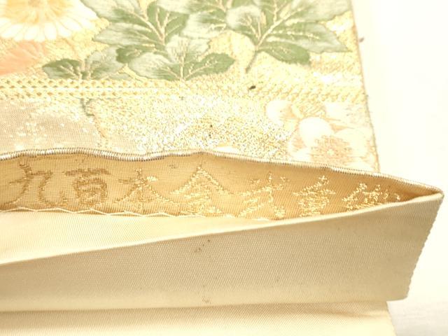 平和屋本店▼六通柄袋帯　唐織　光悦花鳥文　九百本金弐重織　正絹　逸品　DABJ6324sf