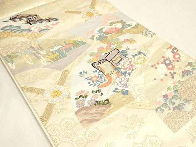 平和屋本店▼西陣　六通柄袋帯　珀穎　九百本金錦　証紙付き　正絹　逸品　DABJ6325sf