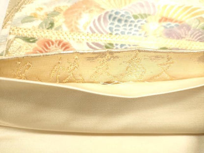 平和屋本店▼六通柄袋帯　唐織　光悦花鳥文　九百本金弐重織　正絹　逸品　DABJ6324sf