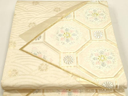 平和屋本店▼六通柄袋帯　唐織　正倉院花文　本金箔24Ｋ　正絹　逸品　DABJ6339sf