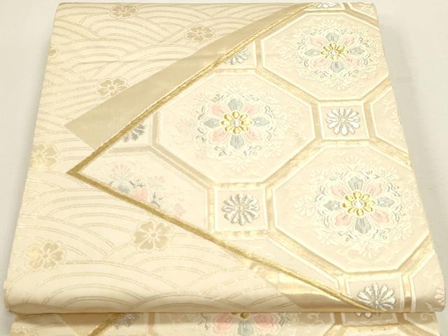 平和屋本店▼六通柄袋帯　唐織　正倉院花文　本金箔24Ｋ　正絹　逸品　DABJ6339sf