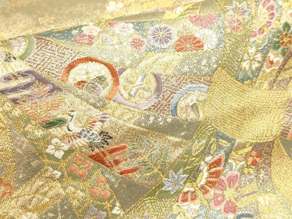 平和屋本店▼西陣　長嶋成織物　ながしま帯　六通柄袋帯　唐織　熨斗重文　本金箔　正絹　逸品　DABJ6328sf