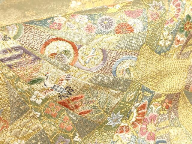 平和屋本店▼西陣　長嶋成織物　ながしま帯　六通柄袋帯　唐織　熨斗重文　本金箔　正絹　逸品　DABJ6328sf