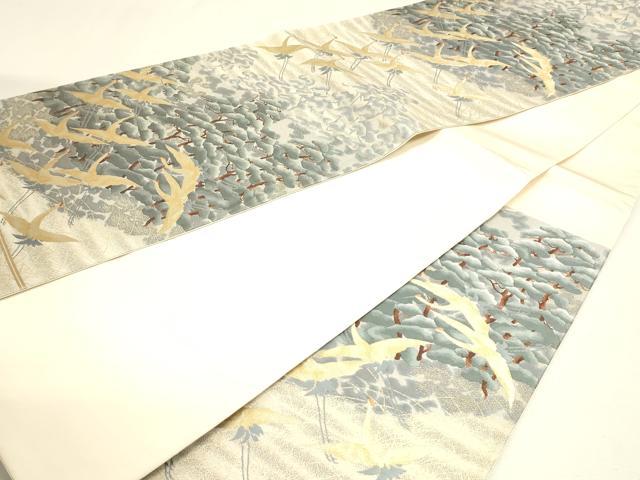 平和屋本店▼六通柄袋帯　松に瑞鶴文　純金箔24Ｋ　正絹　逸品　DABJ6327sf