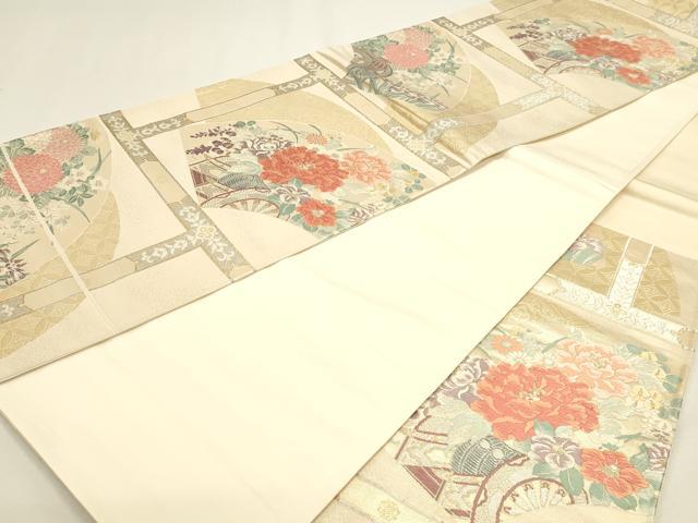 平和屋本店▼六通柄袋帯　唐織　瑞祥錦　地紙花車文　純金二重箔　正絹　逸品　DABJ6338sf