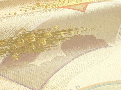 平和屋本店▼六通柄袋帯　輝彩錦　地紙文　本金箔　鈴乃屋扱い　正絹　逸品　DABJ6343sf