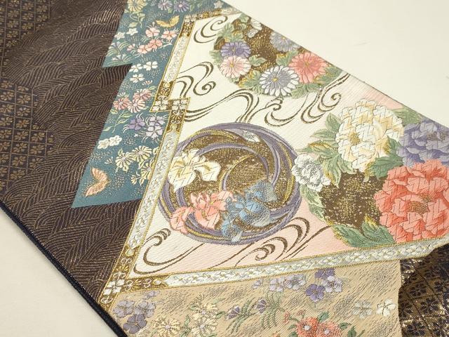 平和屋本店▼六通柄袋帯　唐織　厳島格天花丸文　本金箔　正絹　逸品　DABJ6381sf