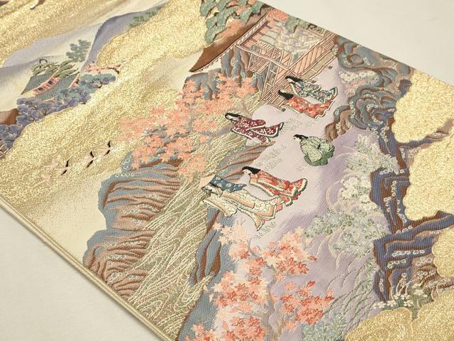 平和屋本店▼六通柄袋帯　九百錦　花鳥華飛鶴　本金二重箔　正絹　逸品　DABJ6384sf