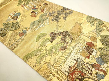 平和屋本店▼全通全景柄袋帯　洛中洛外図　本金二重箔　上杉家本　正絹　逸品　DABJ6369sf