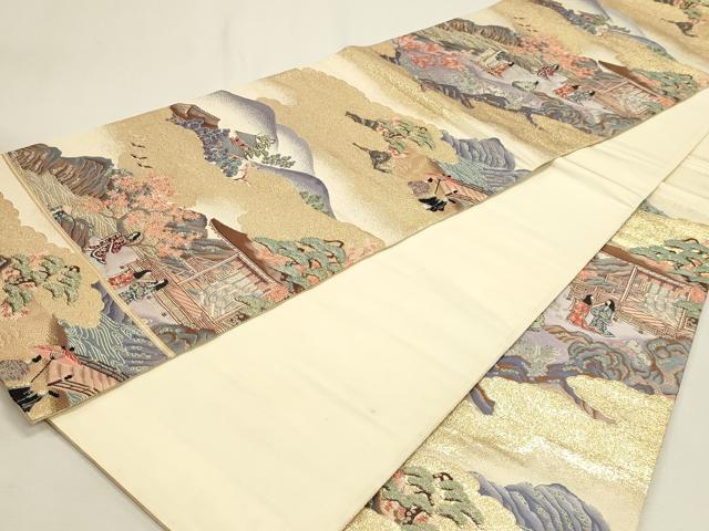 平和屋本店▼六通柄袋帯　九百錦　花鳥華飛鶴　本金二重箔　正絹　逸品　DABJ6384sf