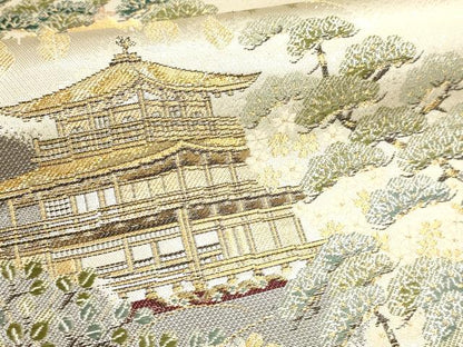 平和屋本店▼六通柄袋帯　金閣寺　本金二重箔　正絹　逸品　DABJ6353sf