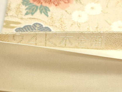 平和屋本店▼六通柄袋帯　唐織　山菊孔雀文　24ｋ本金箔　正絹　逸品　DABJ6357sf