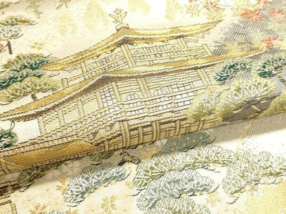 平和屋本店▼六通柄袋帯　金閣寺　本金二重箔　正絹　逸品　DABJ6353sf