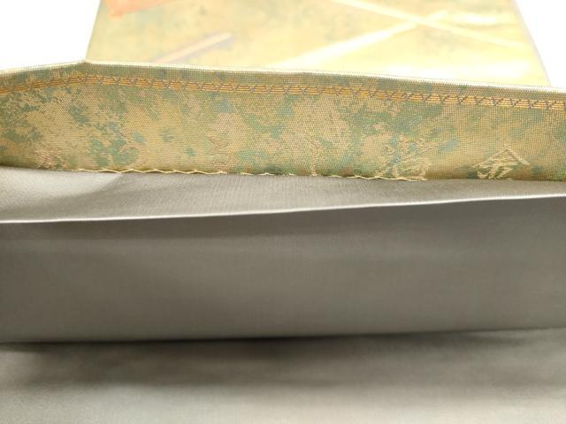 平和屋着物▼六通柄袋帯　唐織　扇面御所車花文　本うるし箔金　正絹　逸品　DABJ6363sf
