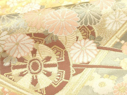平和屋本店▼六通柄袋帯　花車春秋文　本金箔　正絹　逸品　DABJ6368sf