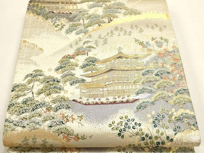 平和屋本店▼六通柄袋帯　金閣寺　本金二重箔　正絹　逸品　DABJ6353sf