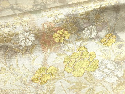平和屋本店▼六通柄袋帯　寿扇端雲　純金箔二重引箔　正絹　逸品　DABJ6359sf