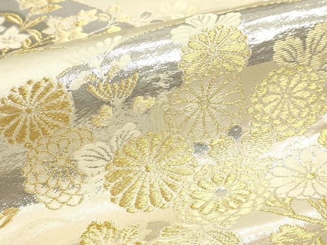 平和屋本店▼六通柄袋帯　地紙花蝶文　プラチナ24ｋ織　正絹　逸品　DABJ6377sf