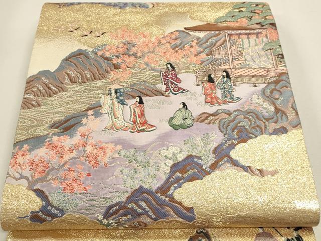 平和屋本店▼六通柄袋帯　九百錦　花鳥華飛鶴　本金二重箔　正絹　逸品　DABJ6384sf